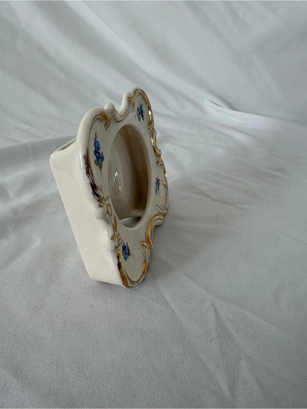 Vintage Ceramic hand painted gilded floral picture frame small home decor